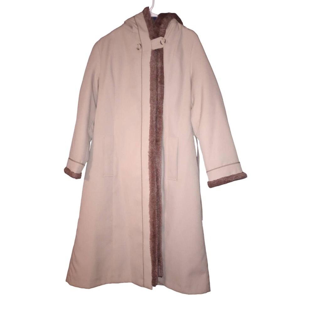 Sherwood of Ohio Women's Tan Hooded Long Coat Size 10